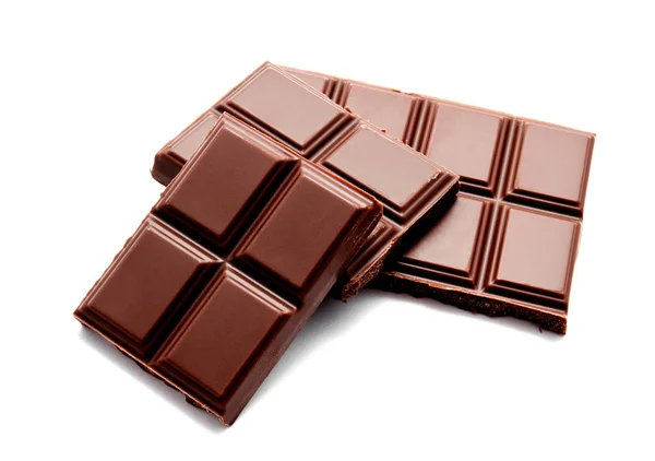 Donkere Melkchocolade Bars Stapel Geïsoleerd Een Witte Achtergrond — Stockfoto