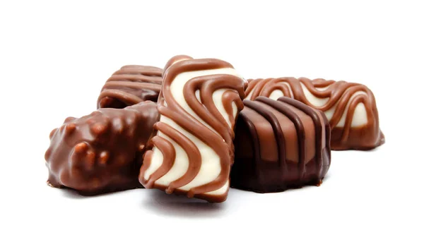 Sortiment Cukroví Čokoládové Bonbóny Izolovaných Bílém Pozadí — Stock fotografie