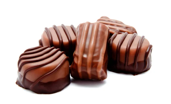 Auswahl Süßigkeiten Aus Schokolade Isoliert Auf Weißem Hintergrund — Stockfoto