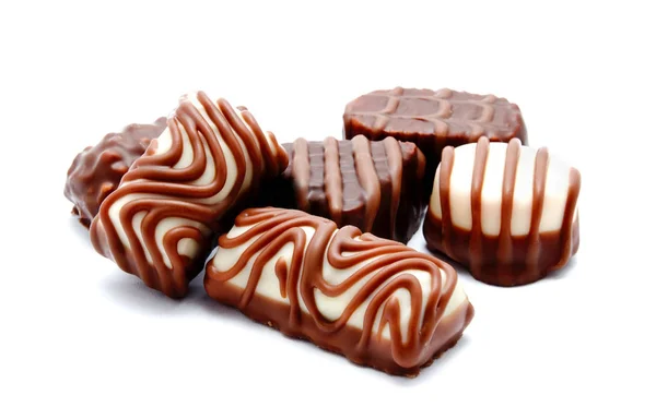 Assortiment Van Chocolade Snoepjes Snoepjes Geïsoleerd Een Witte Achtergrond — Stockfoto