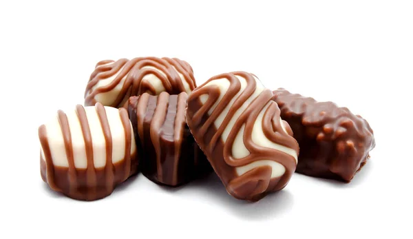 Asortyment Cukierki Czekoladowe Słodkości Białym Tle Białym Tle — Zdjęcie stockowe