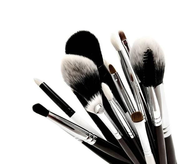 Verschillende set van professionele make up borstels geïsoleerd — Stockfoto