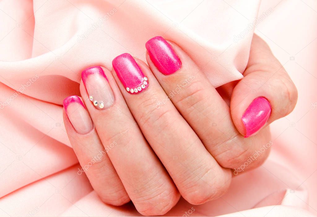  Woman's nails with beautiful manicure fashion design 