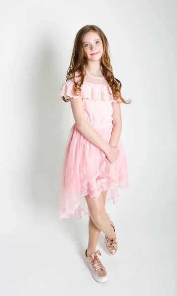 Portrait of adorable smiling little girl child in princess dress — Stock Photo, Image