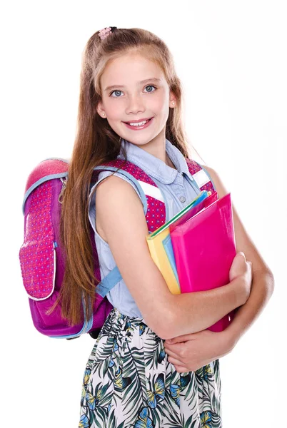 Retrato de linda sonriente niña pequeña escuela feliz adolescente —  Fotos de Stock