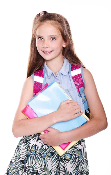 Retrato de linda sonrisa niña de la escuela feliz adolescente con s —  Fotos de Stock