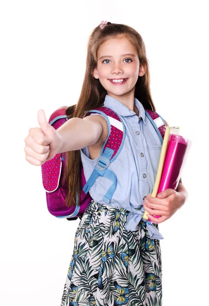 Portrait de mignon sourire heureuse petite écolière adolescente — Photo