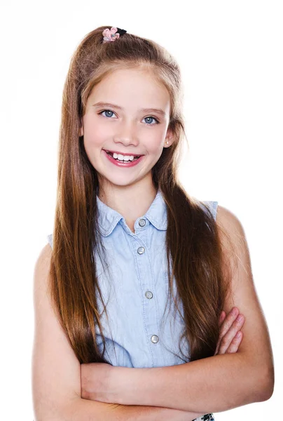 可爱的微笑的小女孩儿童女学生青少年的肖像 — 图库照片
