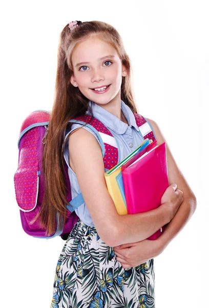 Retrato de linda sonriente niña pequeña escuela feliz adolescente —  Fotos de Stock