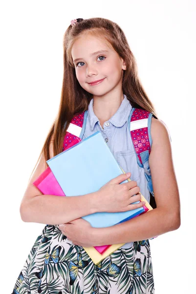 Retrato de linda sonriente niña pequeña escuela feliz adolescente —  Fotos de Stock