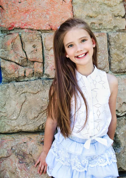 Portrait of adorable smiling little girl child schoolgirl teenag — Stock Photo, Image