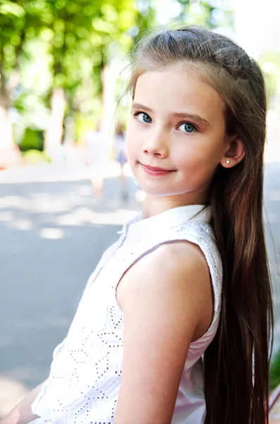 Portrait of adorable smiling little girl child schoolgirl teenag — Stock Photo, Image