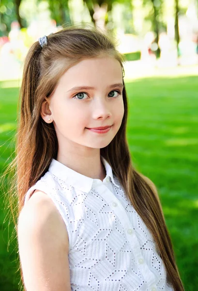 Portrait of adorable smiling little girl child schoolgirl teenag — Stock Photo, Image