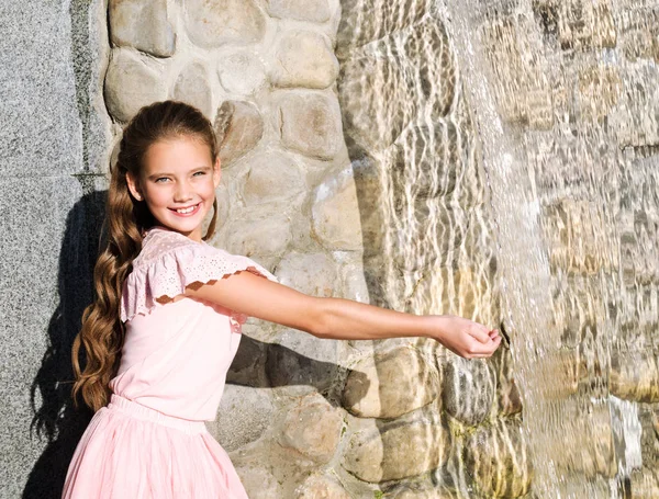 Portrait of adorable smiling happy little girl child having fun — Stock Photo, Image