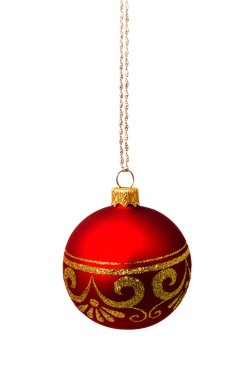 Hunging kırmızı Noel top beyaz izole