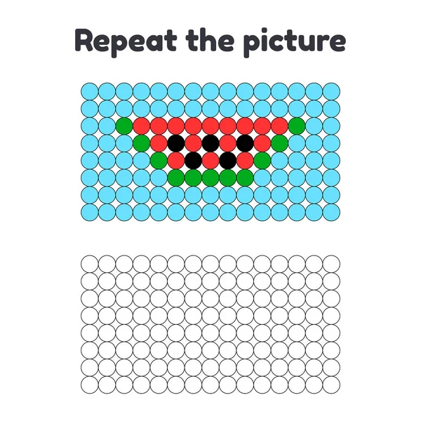 Okul öncesi çocuklar için oyun. Resmi yinelemek. Daireler boya. karpuz mavi bir arka plan üzerinde parça.