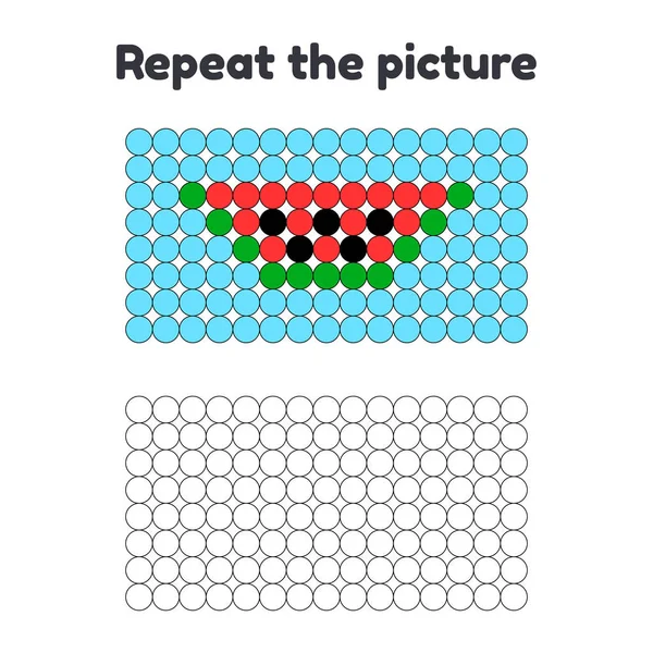 Παιχνίδι για παιδιά προσχολικής ηλικίας. Επαναλάβετε την εικόνα. Βάψτε τους κύκλους. κομμάτι του καρπουζιού σε μπλε φόντο. — Διανυσματικό Αρχείο