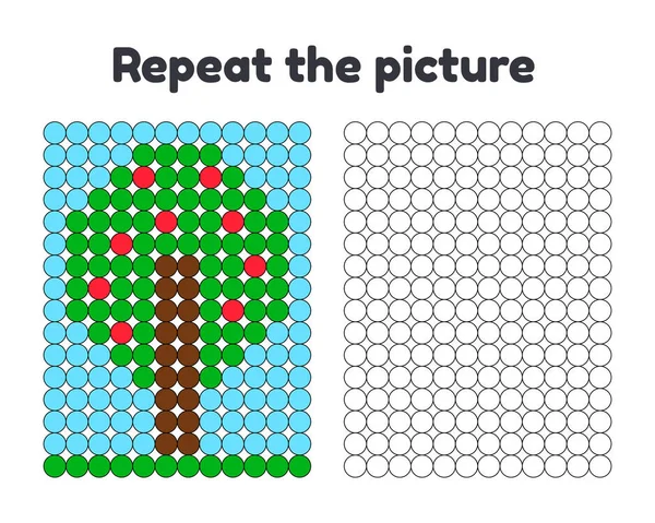Okul öncesi çocuklar için oyun. Resmi yinelemek. Daireler boya. kırmızı elma ağacı