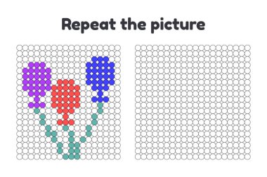 Vektör çizim. Okul öncesi çocuklar için oyun. Resmi yinelemek. Daireler boya. balon