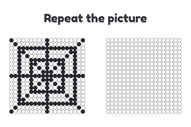 Vektör çizim. Okul öncesi çocuklar için oyun. Resmi yinelemek. Daireler boya. Cadılar Bayramı. örümcek ağı.