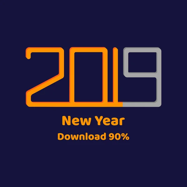 Ilustración vectorial. descargar. Nuevo año 2019. texto plano naranja y números . — Vector de stock