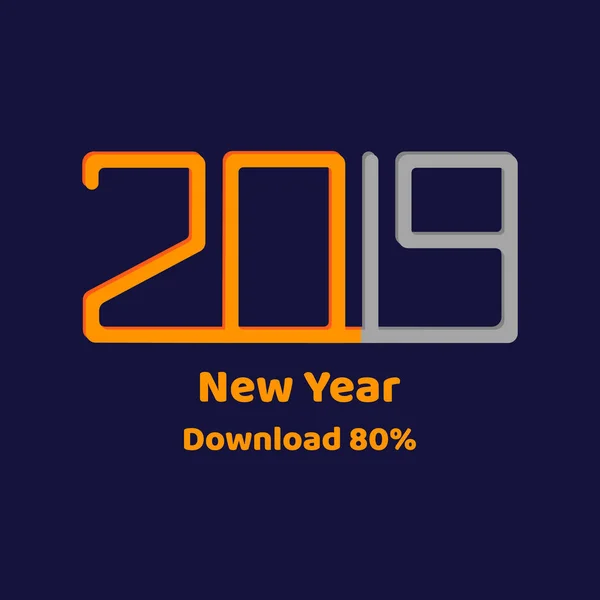 Ilustración vectorial. descargar 80. Nuevo año 2019. texto plano naranja y números . — Vector de stock