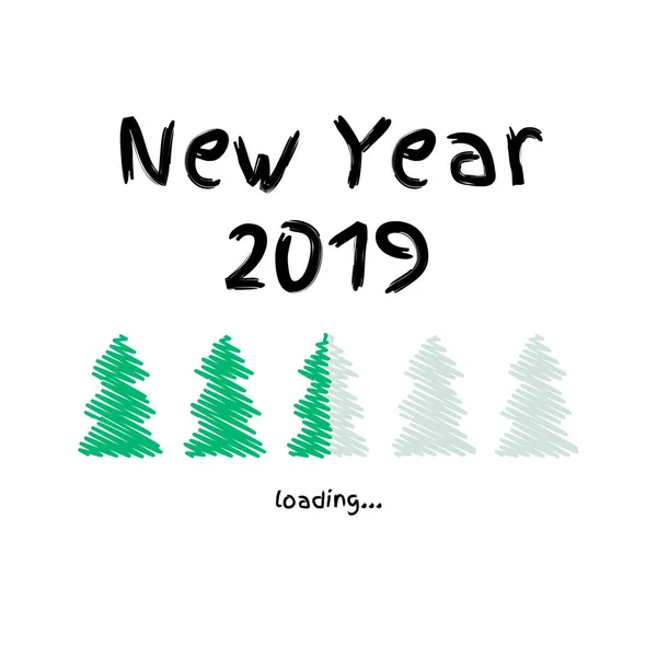 Ilustración vectorial. cargando. descargar. Año nuevo 2019. ske verde — Vector de stock