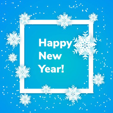 Gölgeli mavi zemin üzerine beyaz origami kar taneleri. Kağıt c