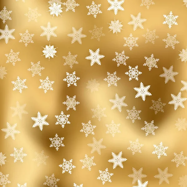 Vita origami snöflingor med skugga på guld bakgrund. Papper c — Stock vektor