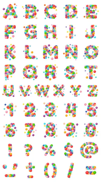 Векторний набір літер, цифр і знаків пунктуації для дітей кольорових кульок . — стоковий вектор