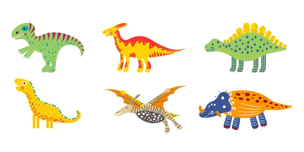 Набор цветных питомников милые детишки динозавры. Для детских футболок, плакатов, баннеров, поздравительных открыток, настенного искусства . Лицензионные Стоковые Векторы