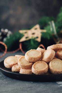 Festival dekorasyon ile Noel tatlılar. Uzay kopyalayın. Noel kavramı.