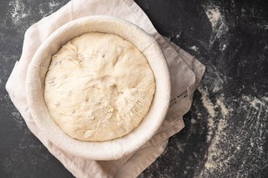 Taze domates ve kurutulmuş makarna yaprak yeşil fesleğen yaprakları ile İtalyan lazanya için malzemeler. Kopya alanı.
