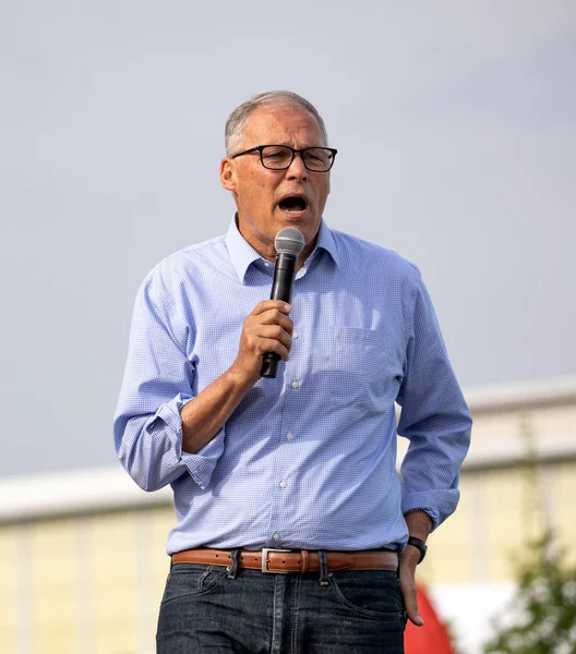 Washington gouverneur Jay Inslee campagne voeren in Iowa — Stockfoto