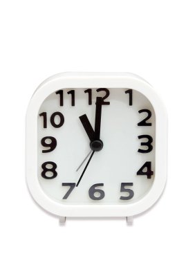 ile alarm beyaz arka plan üzerinde beyaz saat görüntüsünü