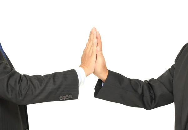 Zbliżenie Obrazu Dwóch Biznesmen Zgadzają Się Ich Pracy — Zdjęcie stockowe