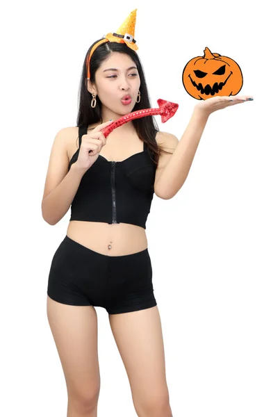 Asian woman in witch — Stock Photo, Image