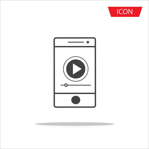 Botón Reproducir Vídeo Icono Del Teléfono Inteligente Aislado Fondo Blanco — Vector de stock