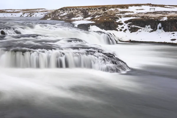 Cascades Situées Près Hella Sur Route Islande Pendant Saison Hiver — Photo