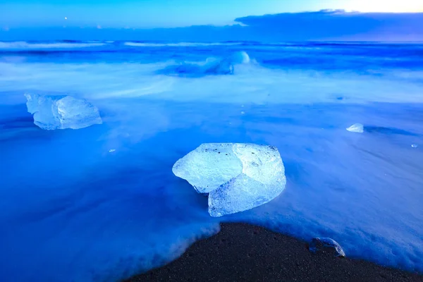 Zlanda Daki Jokulsarlon Buzul Göl Günbatımı Kış Sezonu Sırasında Göl — Stok fotoğraf