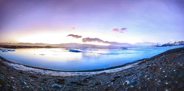 Lago Ghiacciaio Jokulsarlon Islanda Durante Tramonto Nella Stagione Invernale Lago — Foto Stock