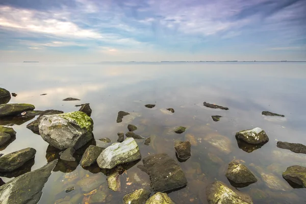 Západ slunce na Grevelingenmeer, největší Slané jezero Eur — Stock fotografie