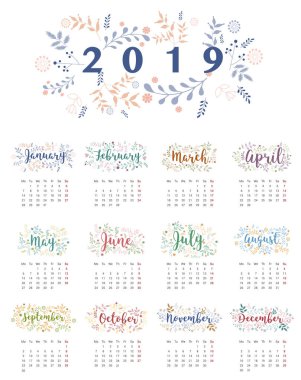 Takvim 2019, çiçek tasarım