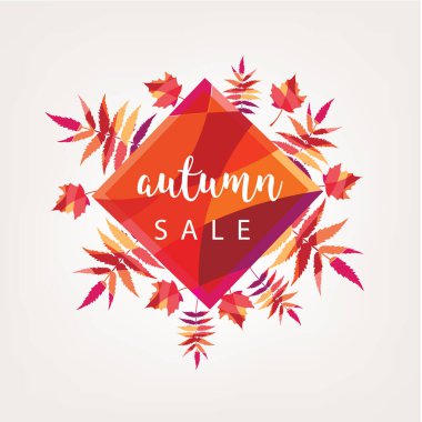 Yapraklardan sonbahar indirimi için parlak bir pankart. Vektör illüstrasyonu.