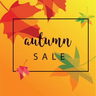 Yapraklardan sonbahar indirimi için parlak bir pankart. Vektör illüstrasyonu.