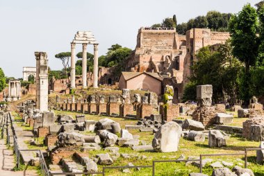 Basilica Iulia R Roman Forum kalıntıları geniş görüş