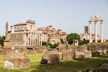 Basilica Iulia R Roman Forum kalıntıları geniş görüş
