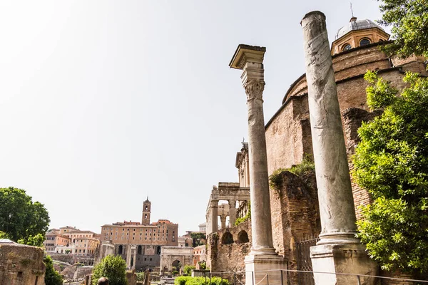 Vista Das Antigas Colunas Fórum Romano Roma Itália — Fotografia de Stock