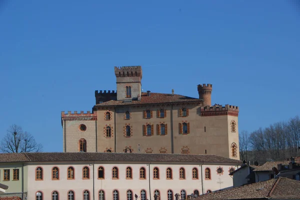 Hrad Falletti Nachází Centru Obce Barolo Piemont Itálie — Stock fotografie