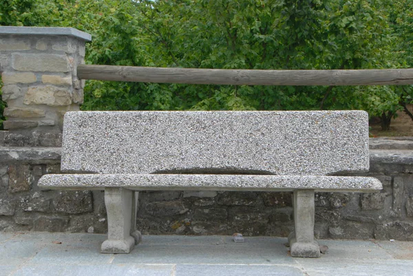 Stone Bench Torre Bormida Front Parish Church — Stock Photo, Image